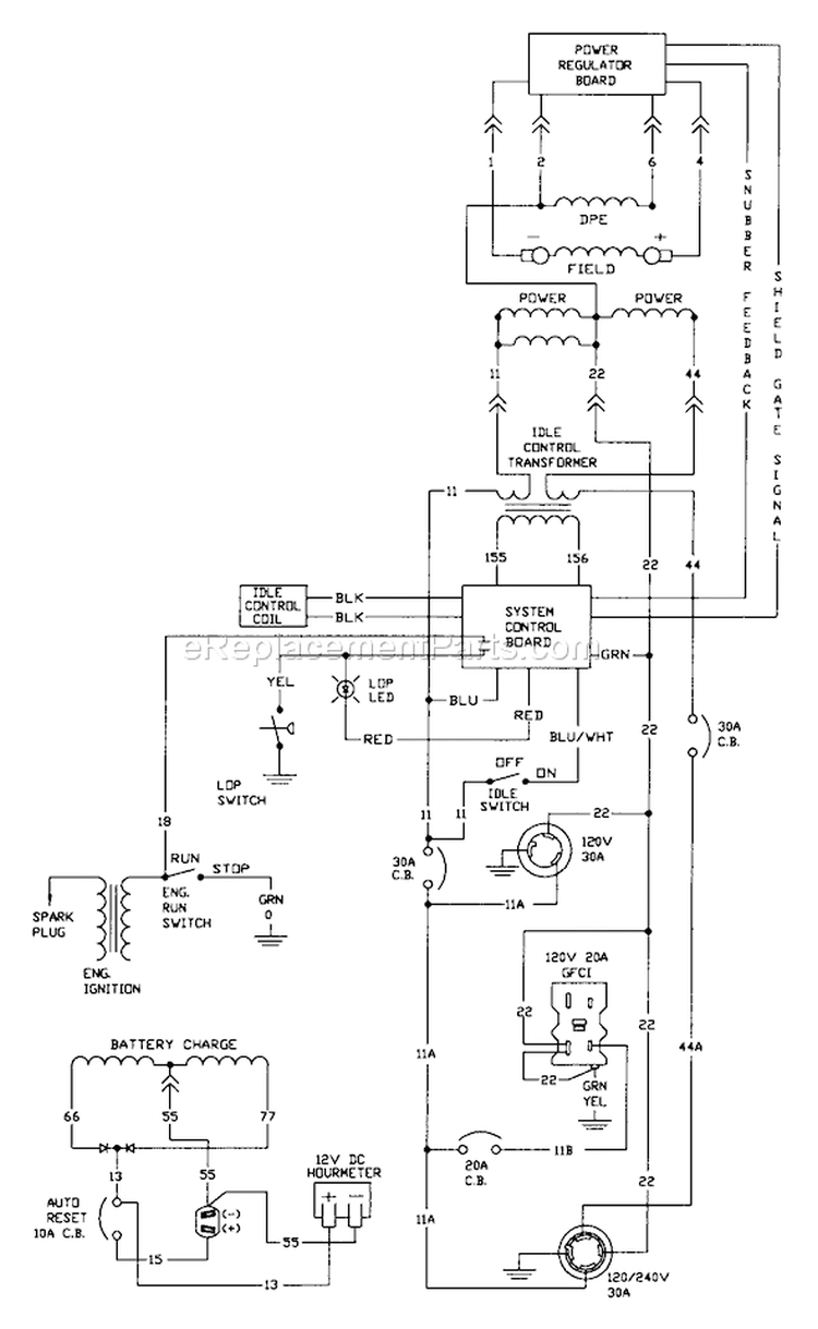 Page D Diagram and Parts List for 1006-1  Briggs and Stratton Generator